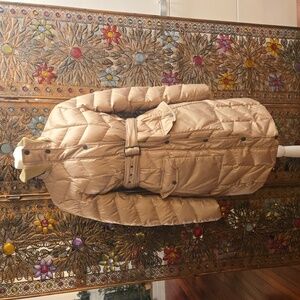 Lands End Womens Belted Trench Puffer Coat Tan Size Small